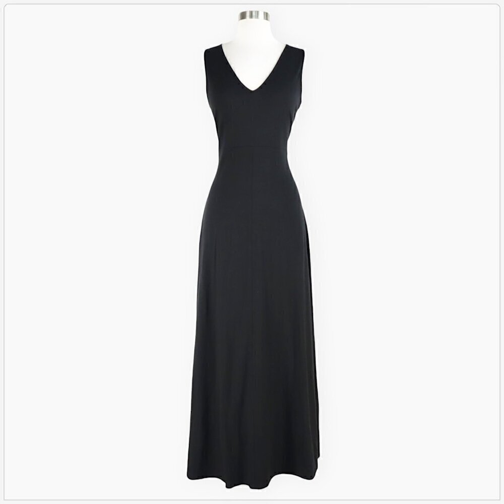 Talbots Long Black Casual Stretch Jersey Knit Maxi Sleeveless Dress NEW NWOT S - Picture 3 of 6